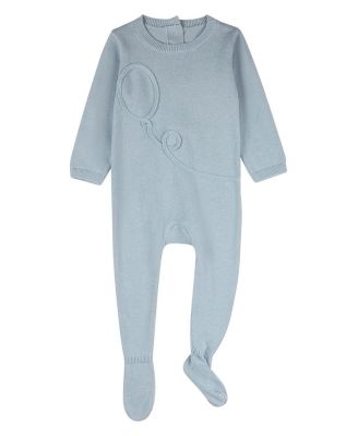 Baby Boys 100% Cotton Mini-Ribbed Footie with Tonal Knit Balloon Accent