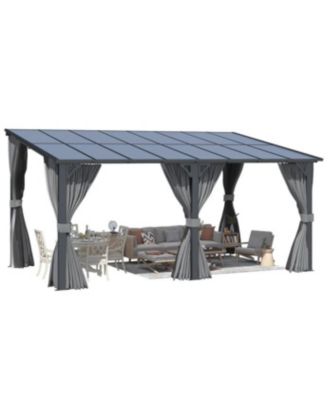 16'x10' Wall Gazebo with Curtains and Mosquito Netting