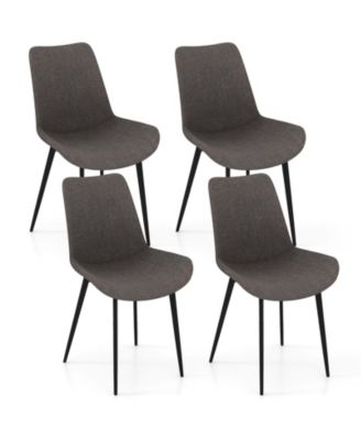 Dining Chairs Set of 4 with Upholstered Seats and Metal Legs