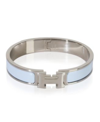 Pre-Owned HERMES Clic H In Bleu Ciel Bracelet - Palladium plated 810$
