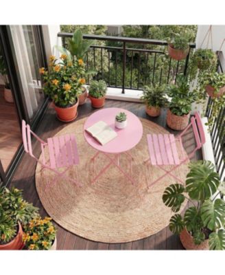 3-Piece Foldable Metal Bistro Set with Round Table, Compact for Small Spaces