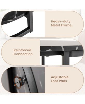 Coffee Table Marble Top with Open Storage Shelf