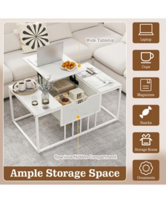 Modern Lift Top Coffee Table, Center Table with Hidden Storage Compartment