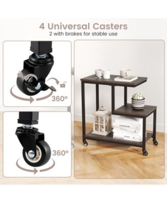 3 Tier G Shaped Side Table Mobile End Table with Storage