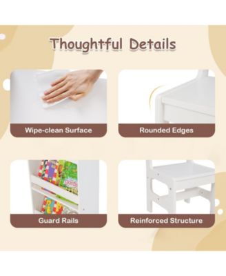 Kids Art Table and Chair Set with Paper Roll Holder and Cabinet