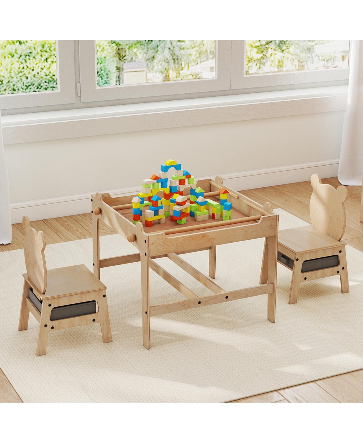 Slickblue Children s Table and Chairs Set with Reversible Whiteboard