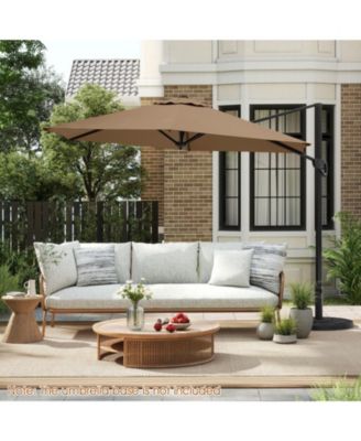 9 ft Cantilever Patio Umbrella with Double-Tier Vented Top and Sun-Protective Canopy