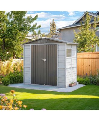 4x6FT Iron-Wood Tool Shed Waterproof Outdoor Storage Shed