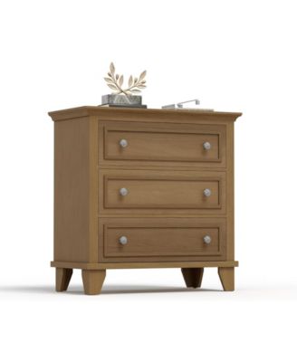 3 Drawer Dresser, Wooden Storage Chest of Drawers with Exquisite Metal Handles, Small Storage Cabinet