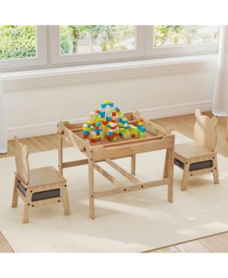 Kids Table and Chairs Set with Reversible Whiteboard Top
