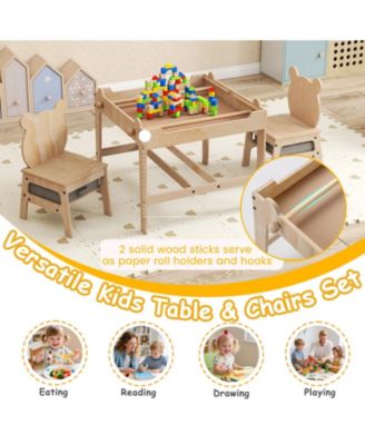 Kids Table and Chairs Set with Reversible Whiteboard Top