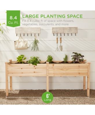 72x23x30in Raised Garden Bed, Elevated Wood Planter Box for Patio w/ Divider Panel