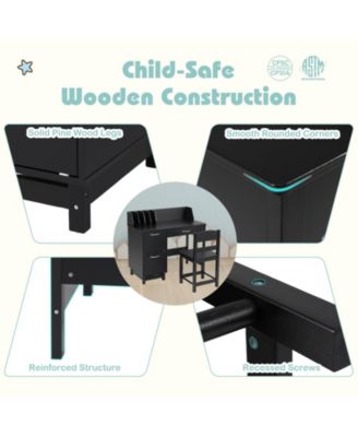 Wooden Kids Study Desk and Chair Student Workstation Set