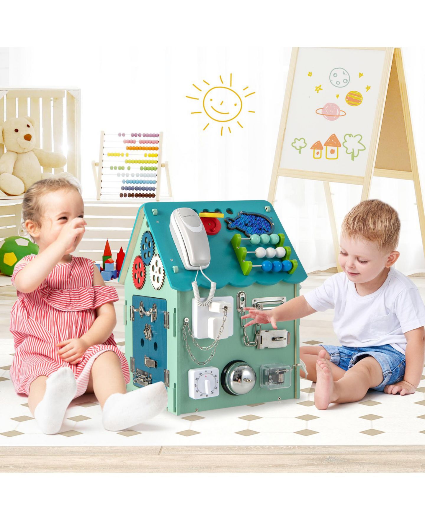 Детская игрушка Slickblue Montessori Playhouse Sensory Games 1-Piece Playhouse, Ages 3+, цвет: Синий — фото 8