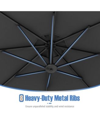 10 ft Cantilever Patio Umbrella with Infinite Tilt 360-Degree Rotation and Weighted Base