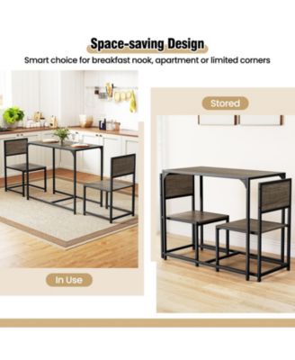 Three Piece Dining Set with Compact Table and Two Chairs