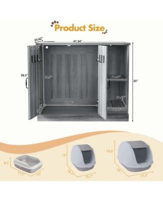 Modern Cat Litter Box Cabinet with Power Outlet, Hidden Enclosure for Large Automatic Boxes, Catcher, Storage