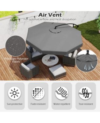 10 ft Cantilever Patio Umbrella with Protective Cover Infinite Tilt and Ruffled Edge