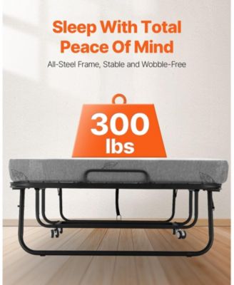 Rollaway Bed, 38" x 75", with 4" Memory Foam Mattress, Portable Folding Bed