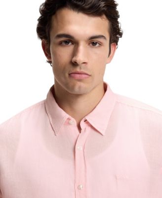 BOSS By Men's Linen Regular-Fit Dress Shirt