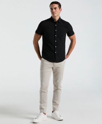 Men's Slim-Fit Stretch Solid Button-Down Seersucker Shirt