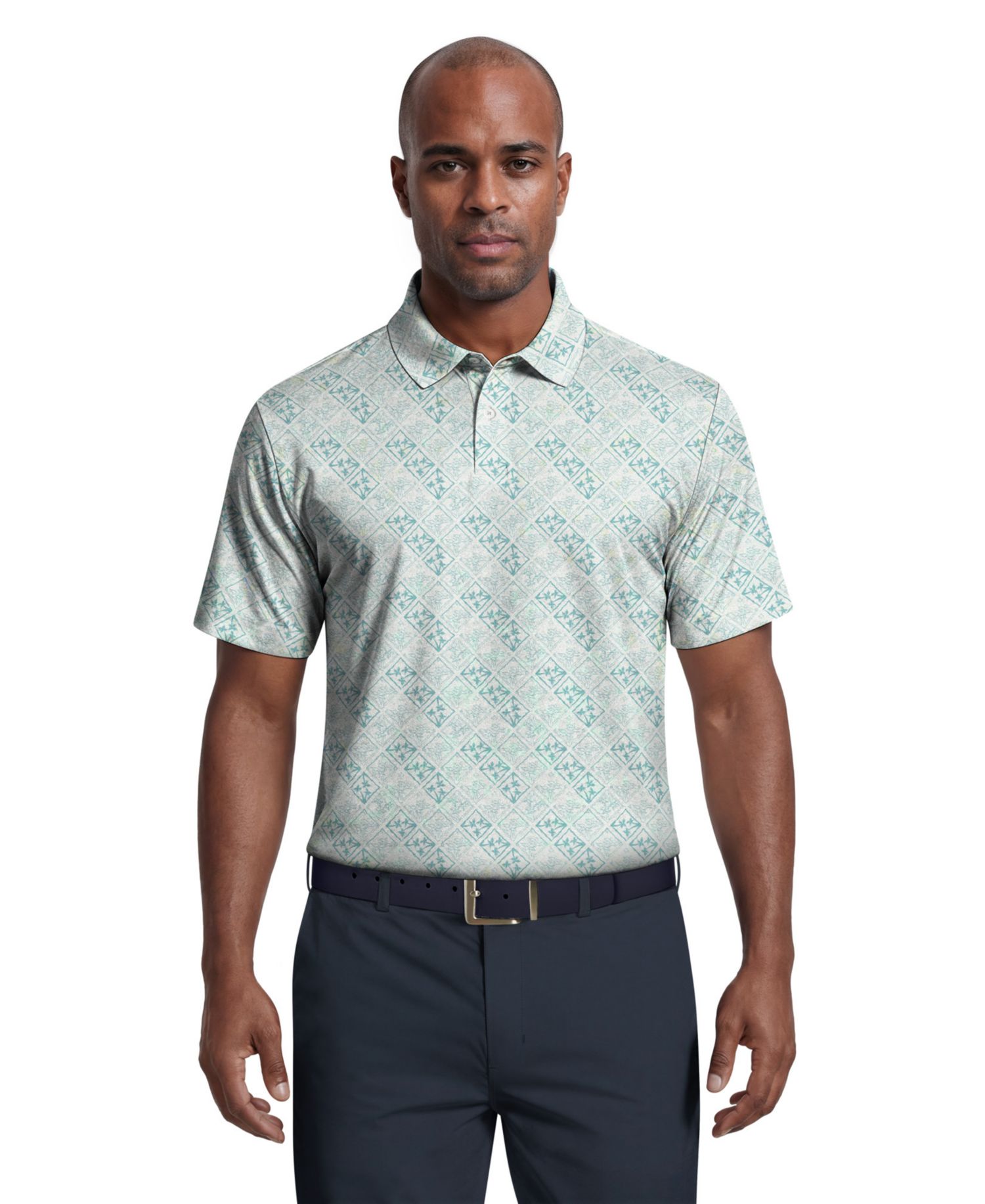 Men's Tropical Argyle Print Golf Polo Shirt