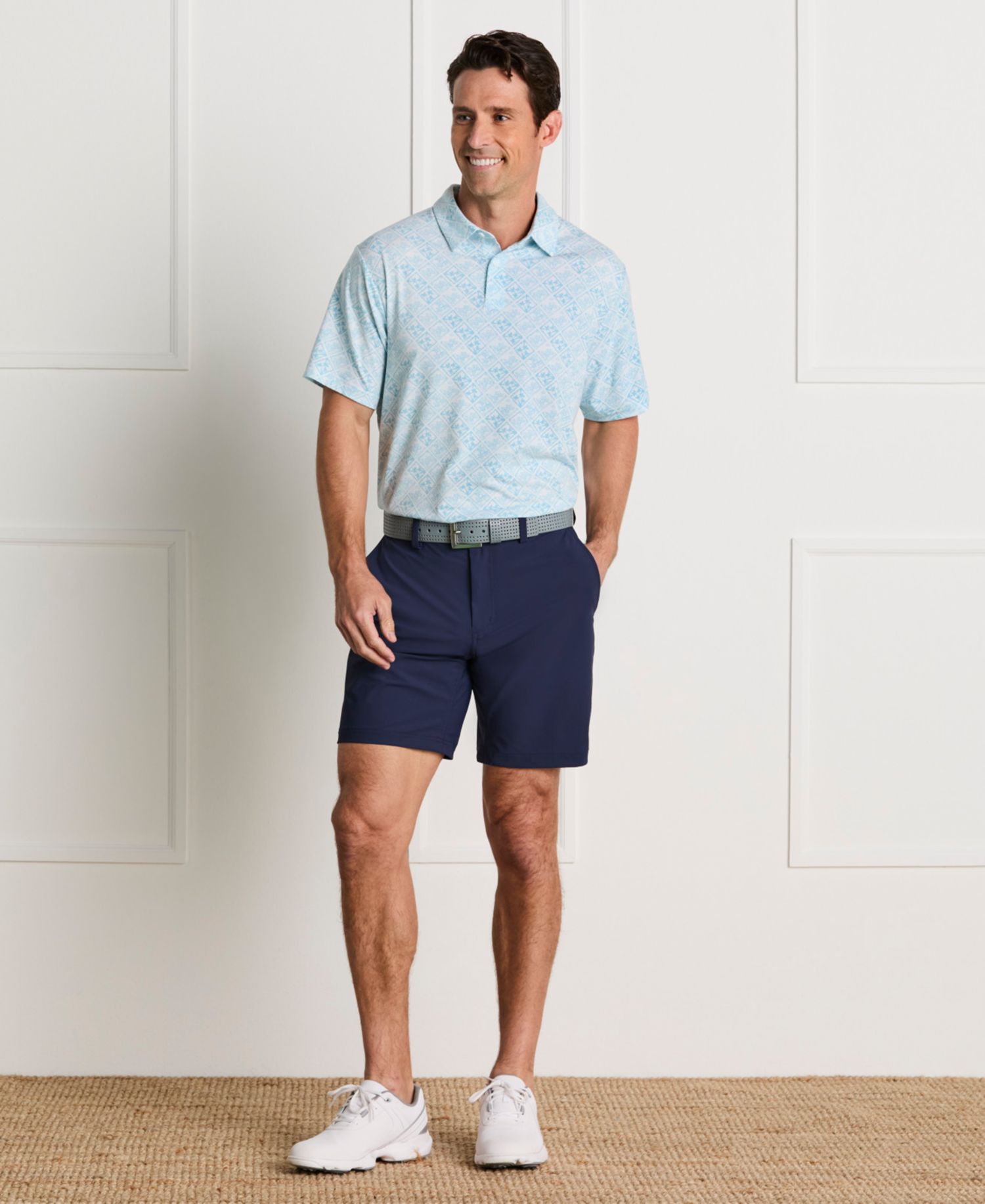 Men's Tropical Argyle Print Golf Polo Shirt