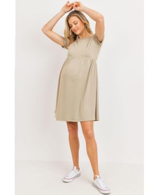 cream colored maternity dresses Cream Off Shoulder Ruffle Tiered Maternity Maxi Dress Small