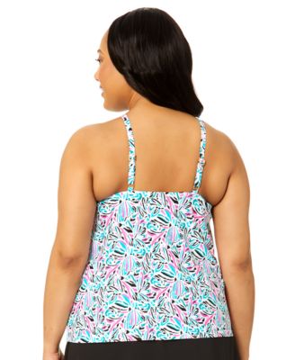 Plus Size High-Neck Underwire Tankini Top
