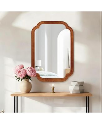 20" x 30" Solid Wood Frame Decorative Mirror, Rounded Corners, for Bathroom Wall