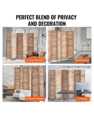 Wood Room Divider, 6 Panel Folding Privacy Screen, for Home or Office Use