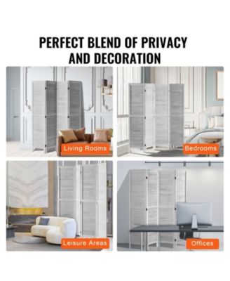 Wood Room Divider, 4 Panel Folding Privacy Screen for Home and Office Use