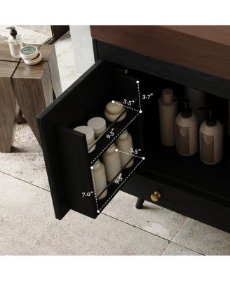 30" Freestanding Bathroom Vanity with Walnut Faux Marble Top, Ceramic Sink, Soft Close Storage for Small Bathrooms