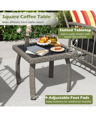 3 Piece Patio Wicker Furniture Set with Adjustable Backrest