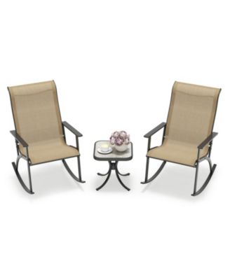 Heavy Duty Rocking Bistro Set with High Back Chairs and Table