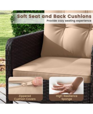 3 Piece Patio Wicker Furniture Set with Cushions for Balcony