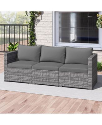 3 Piece Patio Sectional Sofa Set with Modular Cushioned Seating