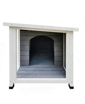 Outdoor Cat House with WP Roof Vent Windows Metal Support Gray Spacious Stylish Pet Shelter