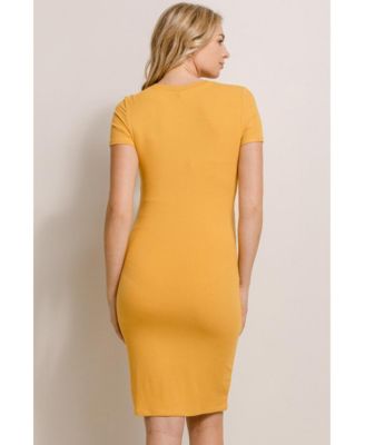 Maternity Ribbed Bodycon Short Sleeve Dress