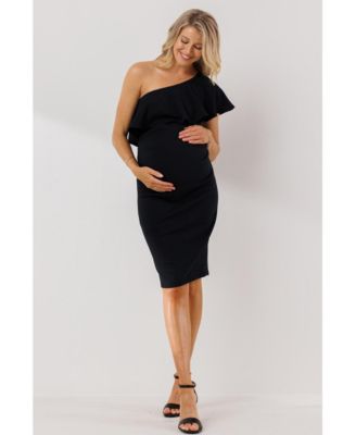 Maternity One-Shoulder Ruffle Bodycon Dress
