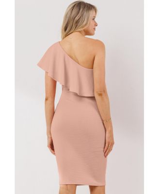 Maternity One-Shoulder Ruffle Bodycon Dress