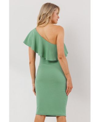 Maternity One-Shoulder Ruffle Bodycon Dress