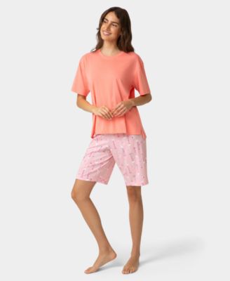 Women's Short-Sleeve Cotton Candied Boxy Pajamas Top