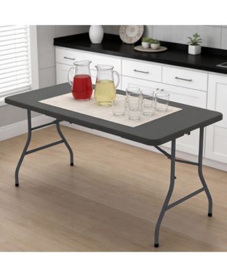 5 Foot Blow Molded Folding Table Foldable Portable Banquet Table Weather Resistant Table for Patio Camping Party Garage