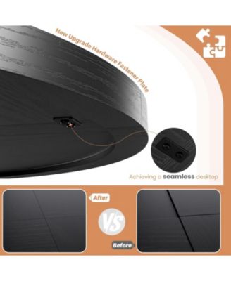 47'' Round Dining Table for 4 to 6 People, Space Saving Pedestal Base Table for Kitchen, Breakfast Nook and Small Dining Room