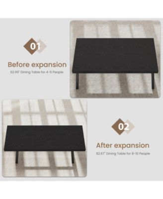 63–83" Extendable Dining Table, Industrial Rectangular Table for 6–8, Expandable Kitchen Table with Heavy-Duty Metal Frame