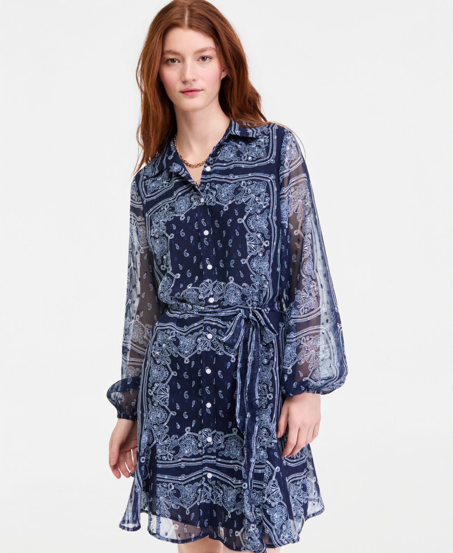 Women's Bandana-Print Tie-belt Shirtdress