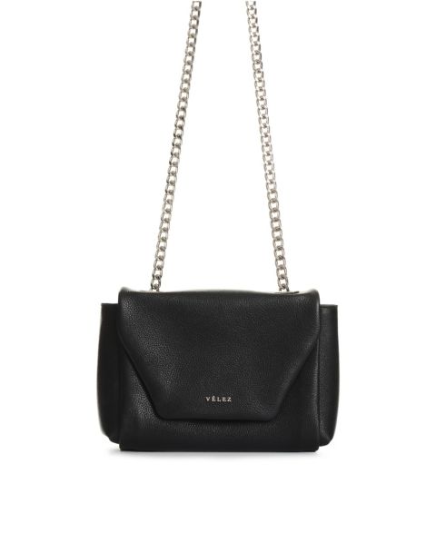 Женская сумка Velez Lili Leather Bowling with Chain, цвет: Чёрный
