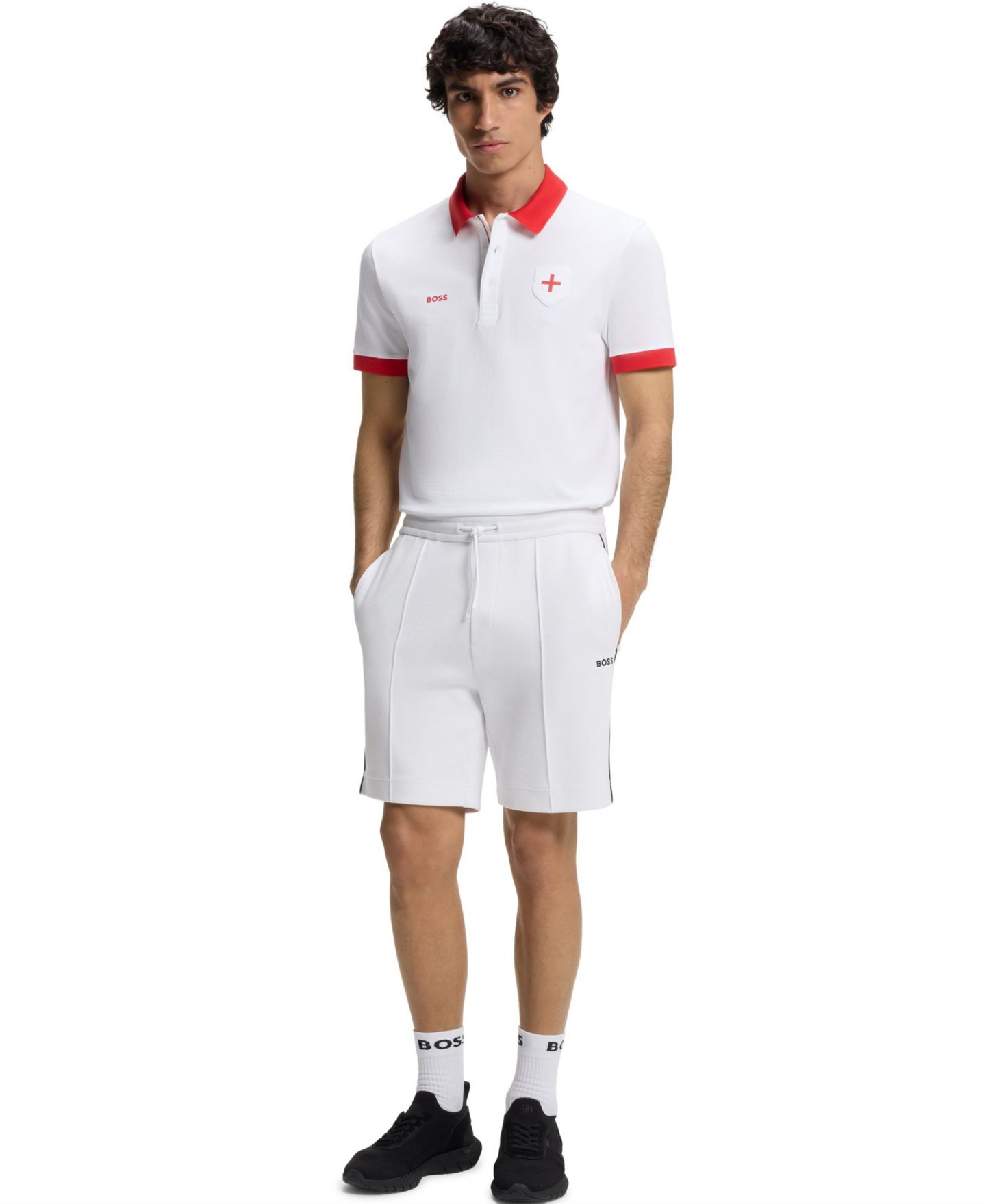 Мужское поло Hugo Boss Paddy England Country Flag Trim Polo Shirt, цвет: Белый — фото 2