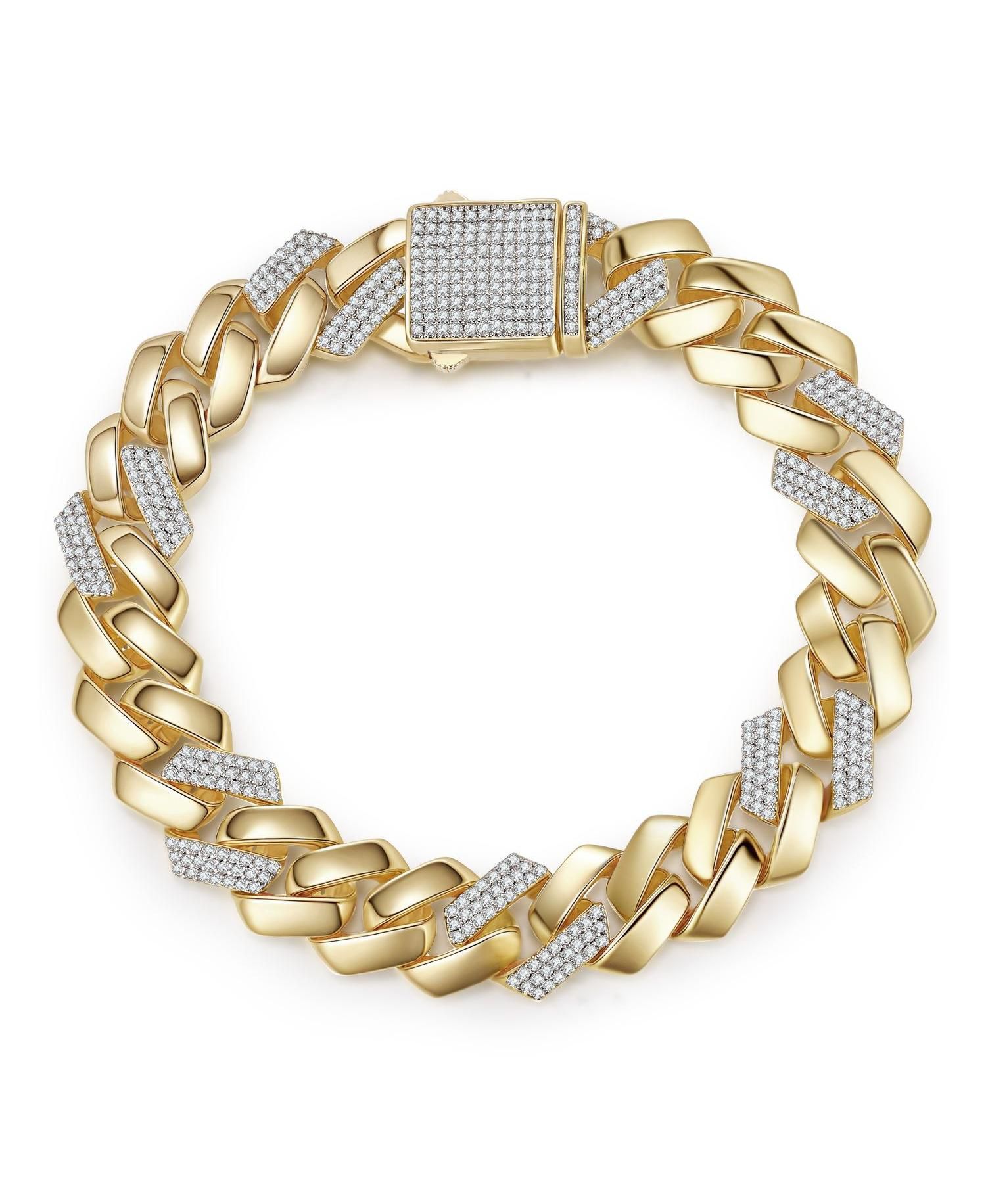 Radiant 14K Gold Plated CZ Pave Cuban Curb Link Bracelet
